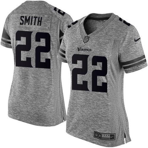Nike Vikings #22 Harrison Smith Gray Women's Stitched NFL Limited Gridiron Gray Jersey
